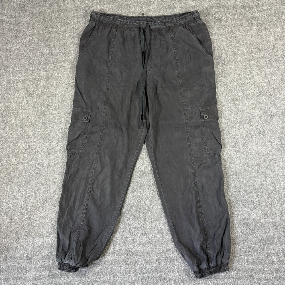 Bella Dahl Cropped Cargo Jogger Pants Size Large Black Faded Tencel Soft Casual